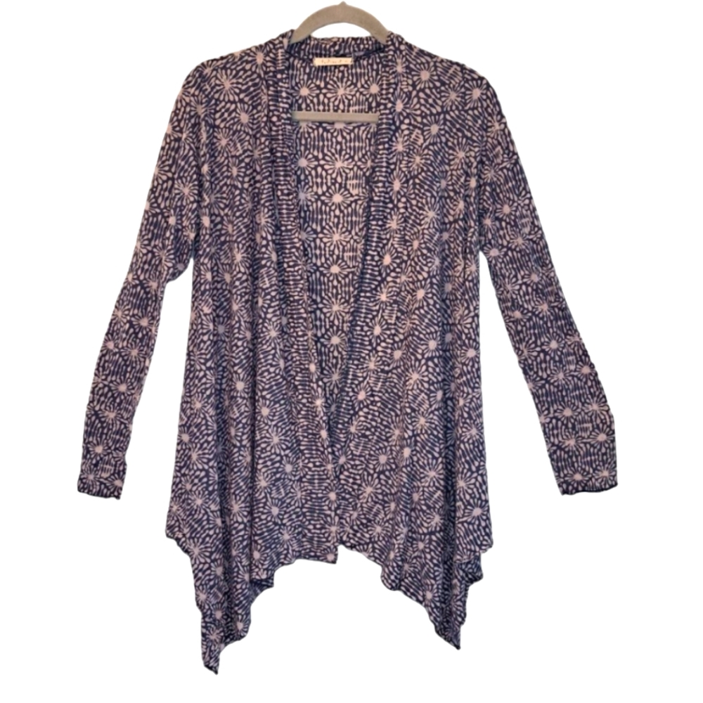 Testament Lightweight Purple Patterned Open Cardigan Layering Size Small